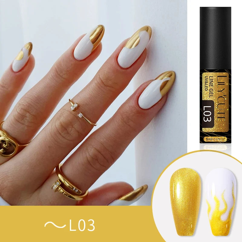 Liner Gel nail Polish | Metallic Painting Liner Gel | Super-Bright Metallic Liner |Gold Silver Mirror Gel Nail Polish |  liner art gel polish | Glitter Nail Art Gel Liner |  Diamond Painted Polish |  Gel Nail Polish |   Metallic Painting nail gel | Nail Polish | Nail Gel |  Liner Gel Nail Art | Striping Nail Gel