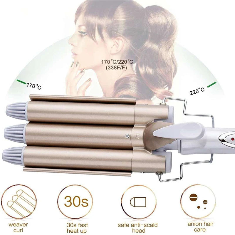 Automatic Hair Curler, |  Hair Waver  | 3 Barrel Ceramic Curling Iron  |Hair Curler |   Curling Irons | Triple Barrel Deep Waver  |  Hair Curler Wand  | Best Curling Wand  |  Electric  Hair rollers  |  Professional Hair Curler 