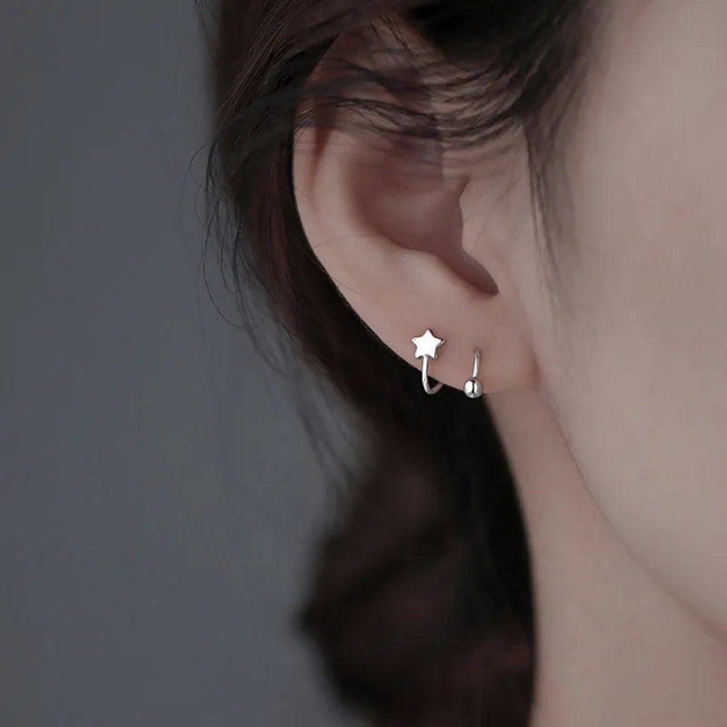 stainless steel piercing earrings | Ball Star Ear Bone  | Mini Studs Women  Earrings |  Adjustable Stainless Steel earrings |   Ear Bone Rotating  Mini Studs |  Stainless Steel Stud Earrings |  Cartilage Earrings |   Heart Ear Bone earrings |