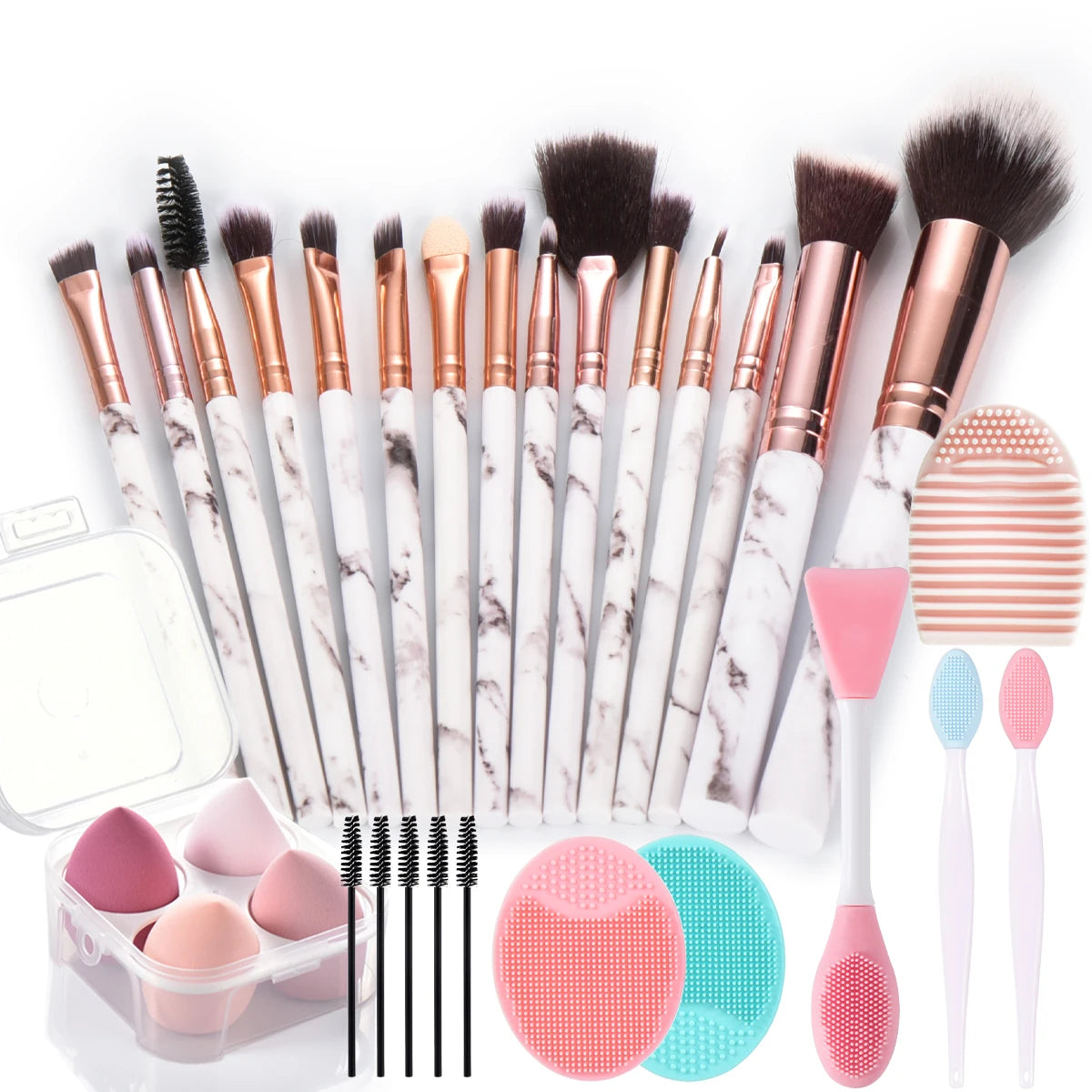 Makeup brush set | Makeup Brushes | Professional Makeup Brush Set | perfect makeup brush set |Pro Marble Makeup Brush Set | Complete Makeup Brushes Set | Makeup Brushes with  Sponges | High Quality Makeup Brushes |  Marble Makeup Brush Set | Essential makeup brushes | 15 pcs makeup brush set 