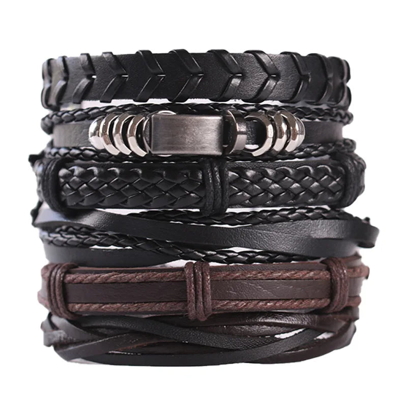 Leather Bracelets |  Best men's leather bracelets  |  Multi-layer Leather Bracelet  |  Leather Cuff Bracelet | Classic Black  Bracelet |   Wrap Bracelet |  Luxury Men's Leather Bracelets |    Unique style  Bracelets | Mens Braided Leather Bracelet |  Round leather bracelet | 