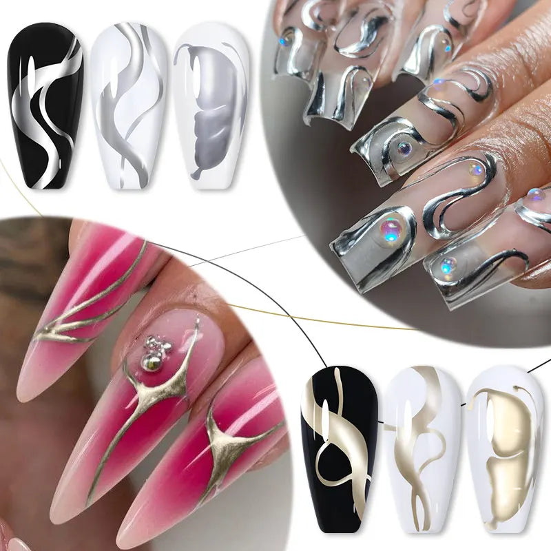 Liner Gel nail Polish | Metallic Painting Liner Gel | Super-Bright Metallic Liner |Gold Silver Mirror Gel Nail Polish |  liner art gel polish | Glitter Nail Art Gel Liner |  Diamond Painted Polish |  Gel Nail Polish |   Metallic Painting nail gel | Nail Polish | Nail Gel |  Liner Gel Nail Art | Striping Nail Gel