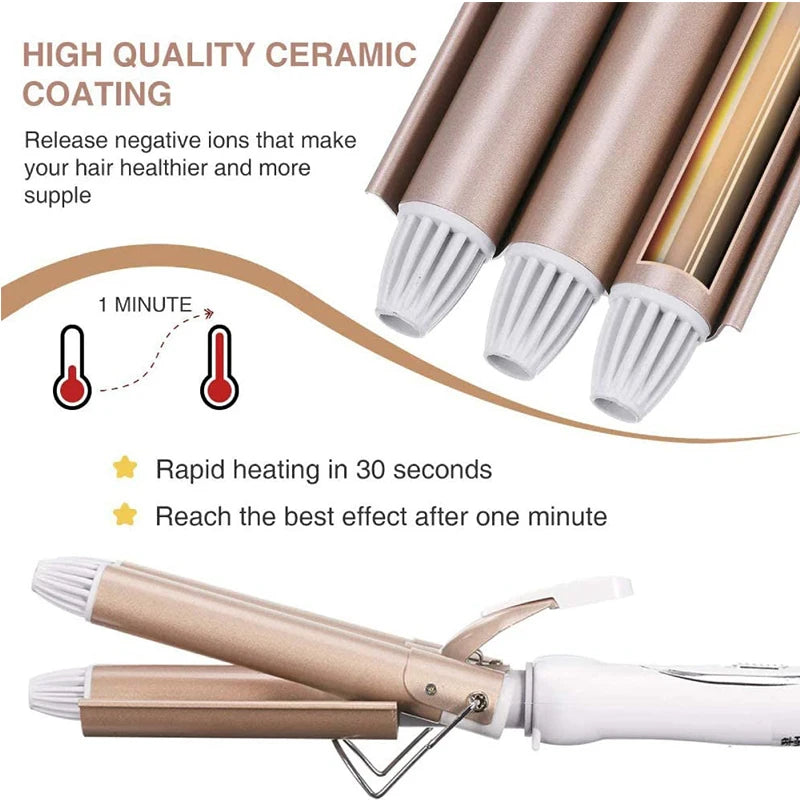 Automatic Hair Curler, |  Hair Waver  | 3 Barrel Ceramic Curling Iron  |Hair Curler |   Curling Irons | Triple Barrel Deep Waver  |  Hair Curler Wand  | Best Curling Wand  |  Electric  Hair rollers  |  Professional Hair Curler 