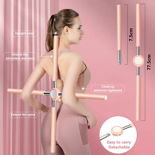 Yoga Hunchback Corrector | Stainless Steel Body Stick | Cross Open Back Standing Training Stick | back corrector stick |  yoga corrector |  yoga cross stick |  . Adjustable Stainless Steel Body Stick |  Cross Open Back Standing  Stick | hunchback corrector stick |   Posture Correcting Cross  