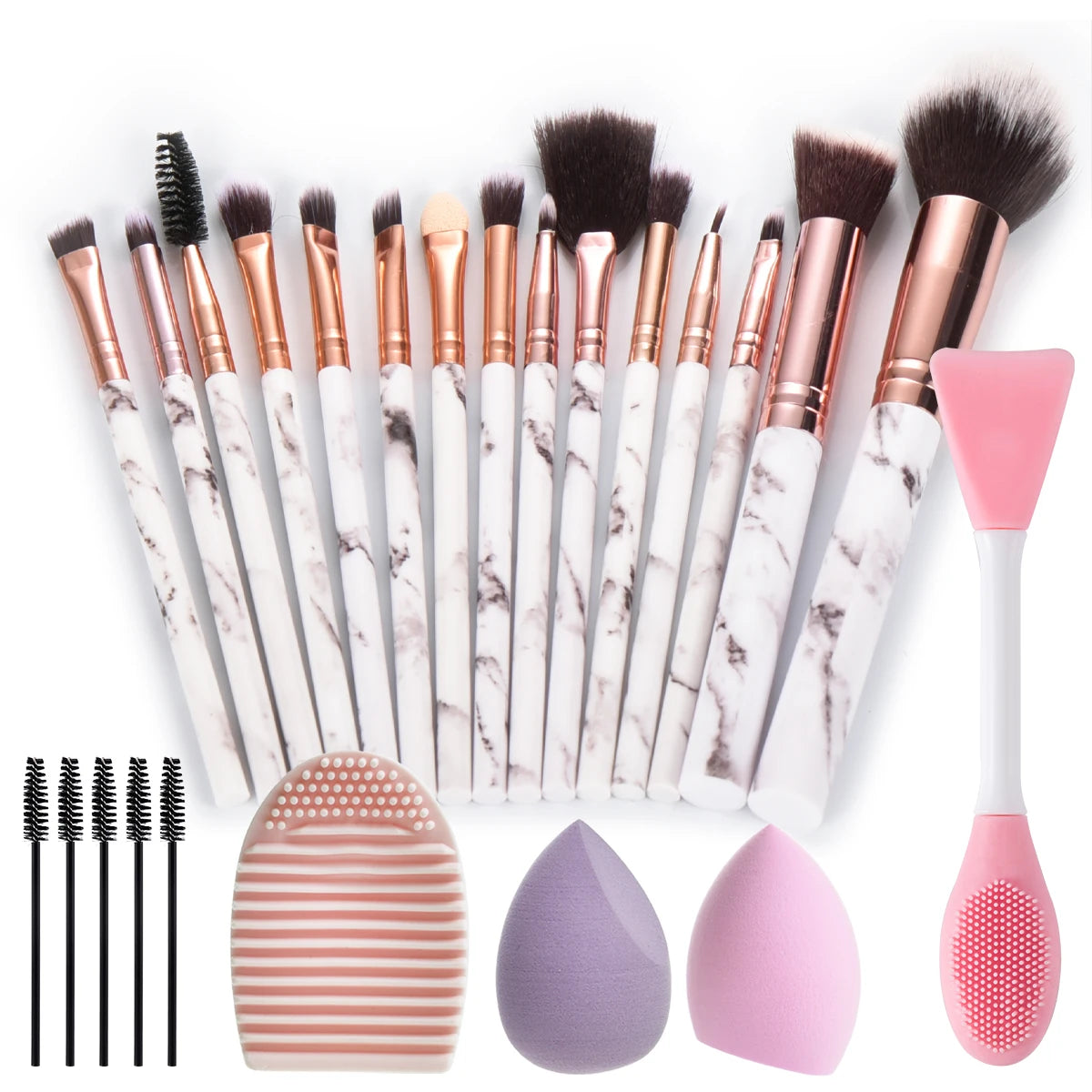 Makeup brush set | Makeup Brushes | Professional Makeup Brush Set | perfect makeup brush set |Pro Marble Makeup Brush Set | Complete Makeup Brushes Set | Makeup Brushes with  Sponges | High Quality Makeup Brushes |  Marble Makeup Brush Set | Essential makeup brushes | 15 pcs makeup brush set 