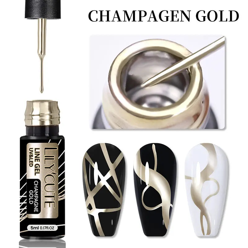 Liner Gel nail Polish | Metallic Painting Liner Gel | Super-Bright Metallic Liner |Gold Silver Mirror Gel Nail Polish |  liner art gel polish | Glitter Nail Art Gel Liner |  Diamond Painted Polish |  Gel Nail Polish |   Metallic Painting nail gel | Nail Polish | Nail Gel |  Liner Gel Nail Art | Striping Nail Gel