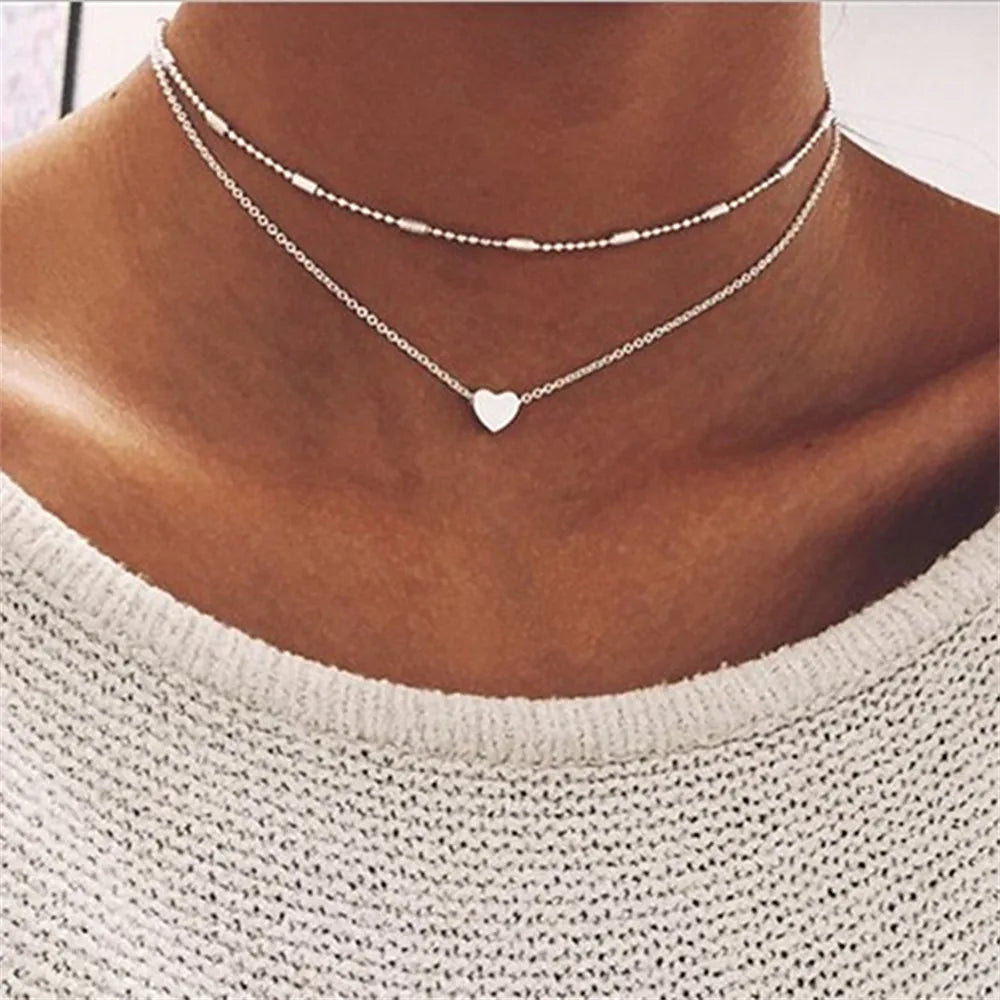 Silver  Heart Necklace | heart pendant  |   Heart Pendant Necklace  |  Heart Pendant Chain |  Slim Chain | Pendant Chain Necklace | Neck Chain |. Heart Choker Necklace   | Sterling Silver Heart Necklaces |  