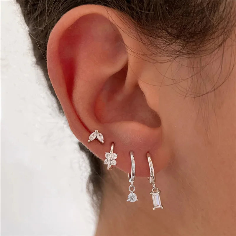 Huggies Hoop Earrings |  Stainless Steel Little earrings |Tiny Crystal Zirconia  Earrings |    Piercing Jewelry | tiny huggie hoop earrings   |  Small Hoop Earrings  |   Pandora earrings