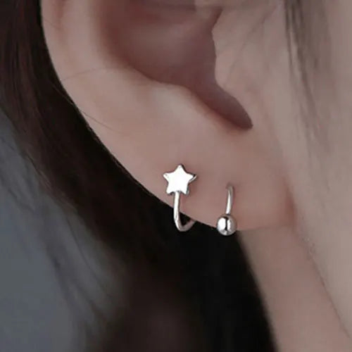 stainless steel piercing earrings | Ball Star Ear Bone  | Mini Studs Women  Earrings |  Adjustable Stainless Steel earrings |   Ear Bone Rotating  Mini Studs |  Stainless Steel Stud Earrings |  Cartilage Earrings |   Heart Ear Bone earrings |