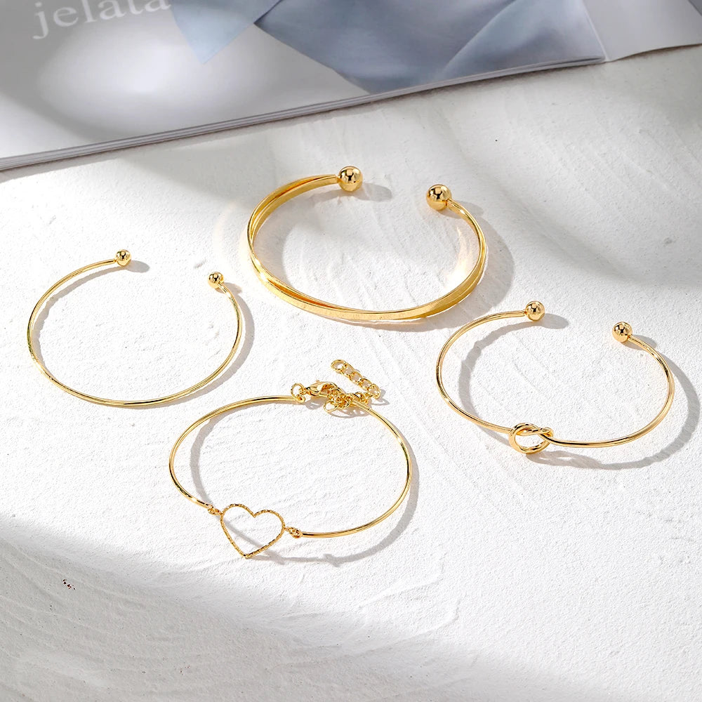 Heart Cross Bracelet |  Gold Color Open Mouthed Bangle Set  |  Open-Mouthed Bangle |   Bracelet Bangles |   Bow Open Bracelet  |Punk Opening Bracelets Set | Luxurious gold color  Bracelet |  Fashion Heart Cross Bracelet | New Bracelet Set |  Adjustable Fashion Bracelet |  Best  Women Bracelet 