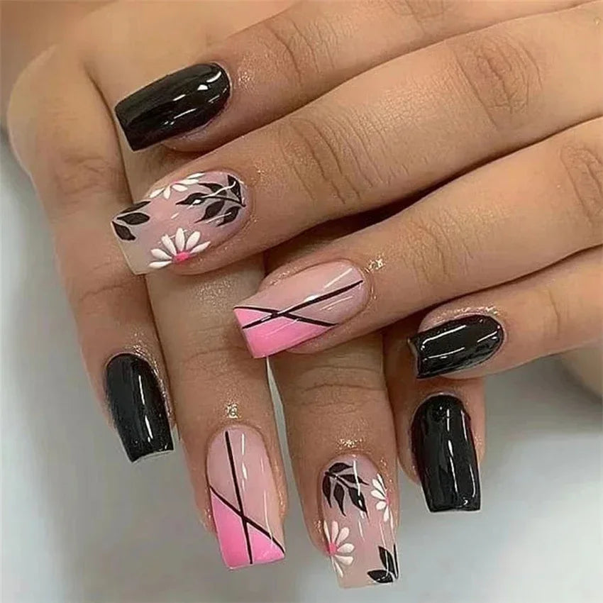 Colorful Glossy Fake Nails |  Reusable False Nails | Fake Nails |  False Nails | Nail Extention  | nail tips |Shiny Artificial  False Nails | Acrylic False Nails | Short Fake Nails | False Nails Art    