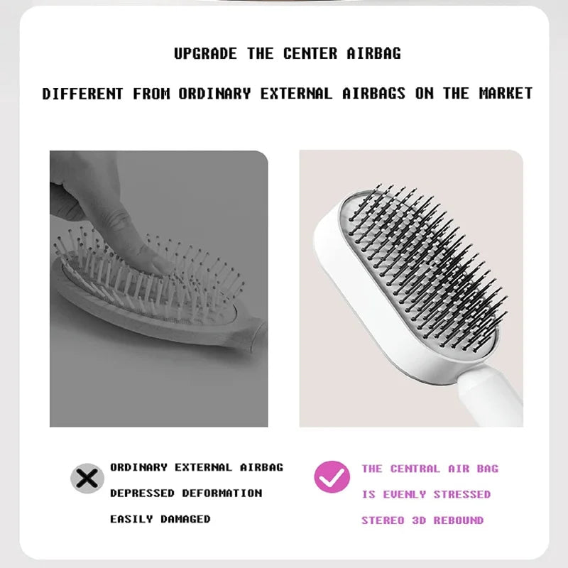  Self-Cleaning Hair Brush, Detangling Brush, Scalp Massager Brush, Air Cushion Brush, Airbag Massage Comb, Self-Cleaning Comb, Easy Cleaning Brush, Healthy Hair Brush, Gentle Brushing, Reduced Breakage, Scalp Stimulation