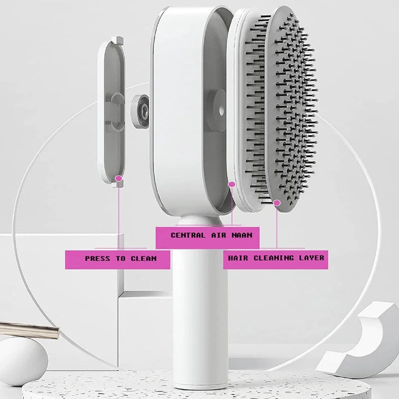  Self-Cleaning Hair Brush, Detangling Brush, Scalp Massager Brush, Air Cushion Brush, Airbag Massage Comb, Self-Cleaning Comb, Easy Cleaning Brush, Healthy Hair Brush, Gentle Brushing, Reduced Breakage, Scalp Stimulation