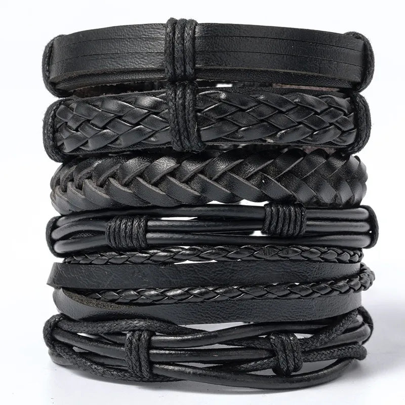 Leather Bracelets |  Best men's leather bracelets  |  Multi-layer Leather Bracelet  |  Leather Cuff Bracelet | Classic Black  Bracelet |   Wrap Bracelet |  Luxury Men's Leather Bracelets |    Unique style  Bracelets | Mens Braided Leather Bracelet |  Round leather bracelet | 