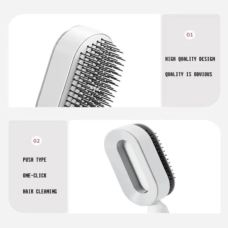  Self-Cleaning Hair Brush, Detangling Brush, Scalp Massager Brush, Air Cushion Brush, Airbag Massage Comb, Self-Cleaning Comb, Easy Cleaning Brush, Healthy Hair Brush, Gentle Brushing, Reduced Breakage, Scalp Stimulation