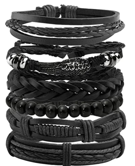 Leather Bracelets |  Best men's leather bracelets  |  Multi-layer Leather Bracelet  |  Leather Cuff Bracelet | Classic Black  Bracelet |   Wrap Bracelet |  Luxury Men's Leather Bracelets |    Unique style  Bracelets | Mens Braided Leather Bracelet |  Round leather bracelet | 