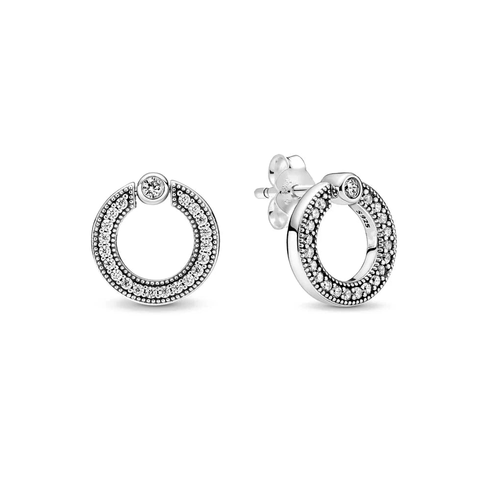 925 Sterling Silver Earrings, Double Hoop Earrings, Pavé Heart Earrings, Cubic Zirconia Earrings, Sterling Silver Jewelry, Sparkle Earrings, Fashion Earrings, Gift Earrings, Hypoallergenic Earrings, Women's Earrings, Romantic Jewelry