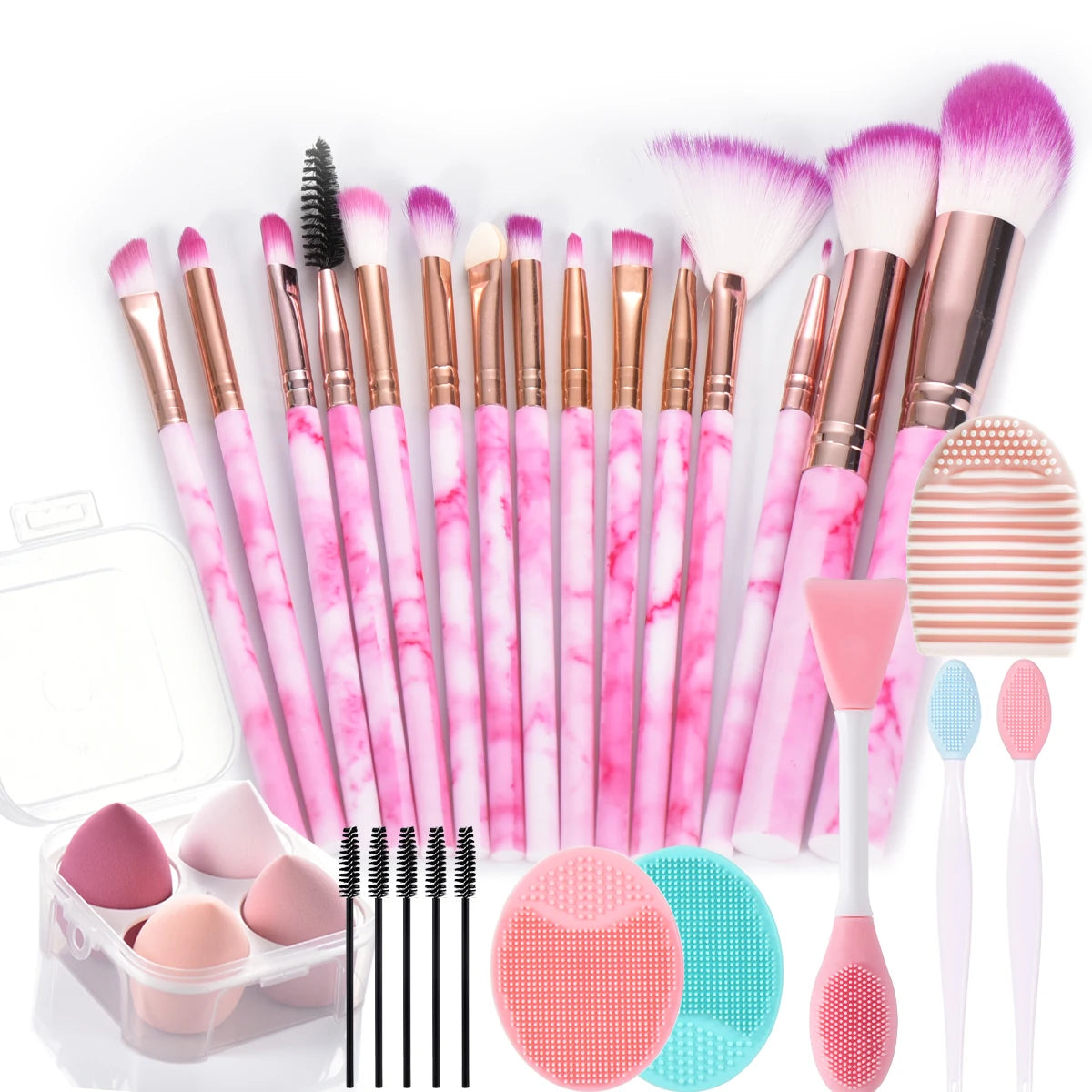 Makeup brush set | Makeup Brushes | Professional Makeup Brush Set | perfect makeup brush set |Pro Marble Makeup Brush Set | Complete Makeup Brushes Set | Makeup Brushes with  Sponges | High Quality Makeup Brushes |  Marble Makeup Brush Set | Essential makeup brushes | 15 pcs makeup brush set 