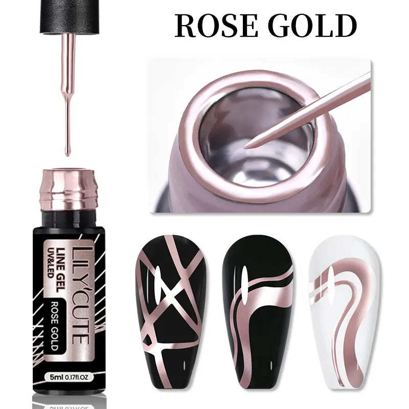 Liner Gel nail Polish | Metallic Painting Liner Gel | Super-Bright Metallic Liner |Gold Silver Mirror Gel Nail Polish |  liner art gel polish | Glitter Nail Art Gel Liner |  Diamond Painted Polish |  Gel Nail Polish |   Metallic Painting nail gel | Nail Polish | Nail Gel |  Liner Gel Nail Art | Striping Nail Gel