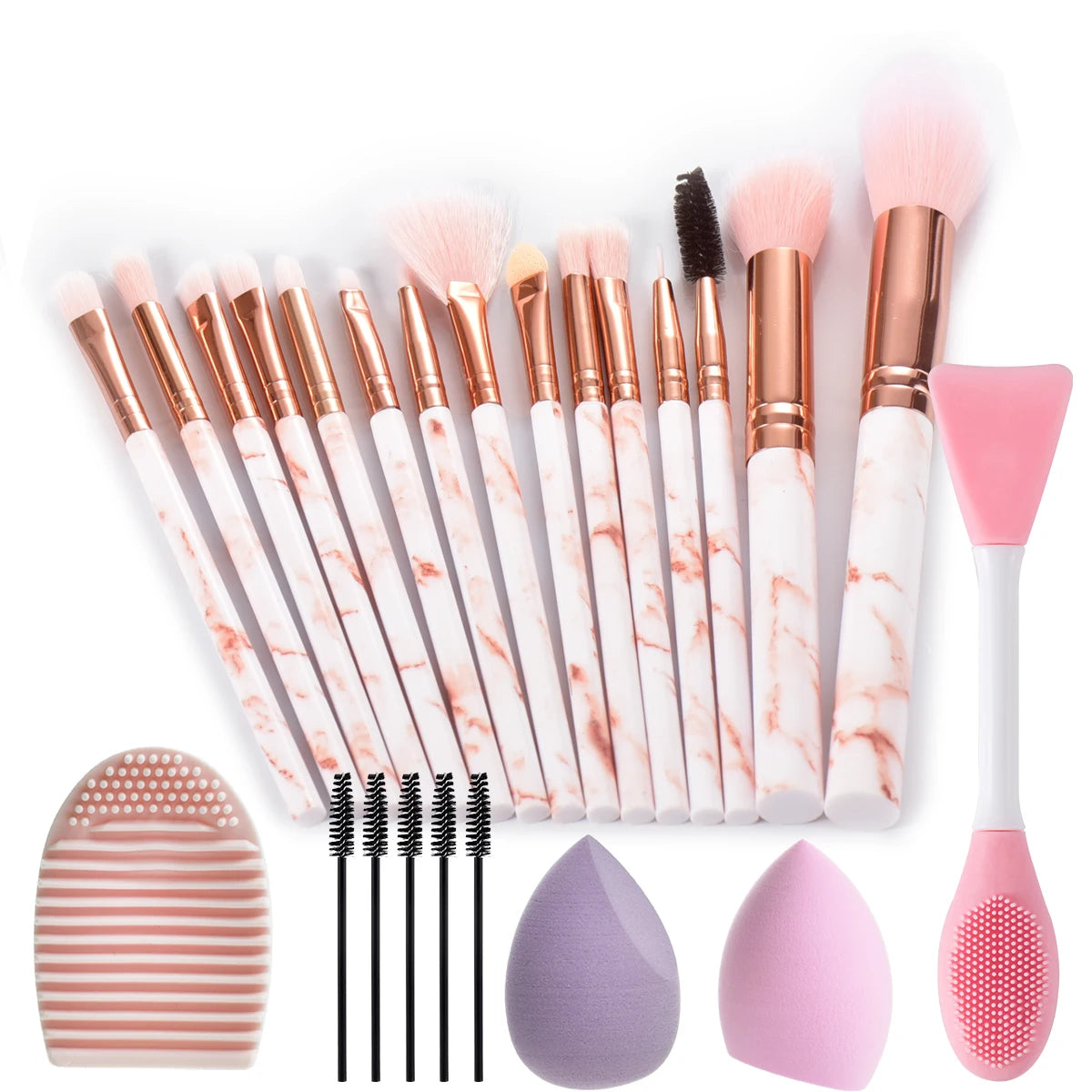 Makeup brush set | Makeup Brushes | Professional Makeup Brush Set | perfect makeup brush set |Pro Marble Makeup Brush Set | Complete Makeup Brushes Set | Makeup Brushes with  Sponges | High Quality Makeup Brushes |  Marble Makeup Brush Set | Essential makeup brushes | 15 pcs makeup brush set 