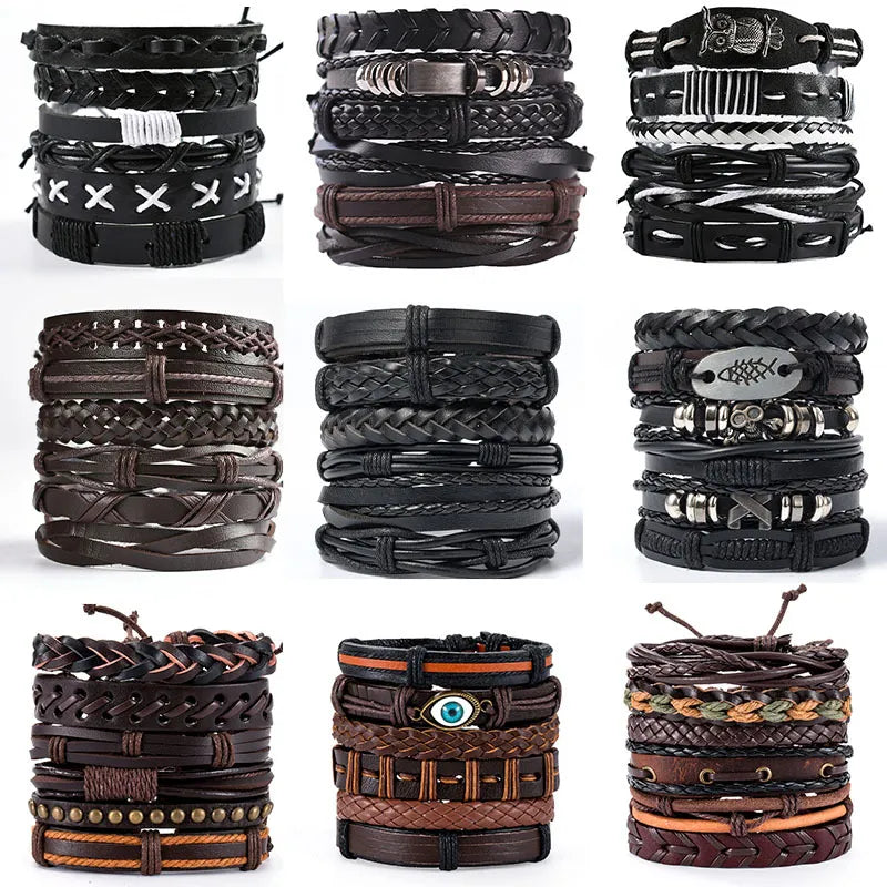 Leather Bracelets |  Best men's leather bracelets  |  Multi-layer Leather Bracelet  |  Leather Cuff Bracelet | Classic Black  Bracelet |   Wrap Bracelet |  Luxury Men's Leather Bracelets |    Unique style  Bracelets | Mens Braided Leather Bracelet |  Round leather bracelet | 