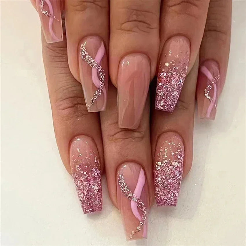 Colorful Glossy Fake Nails |  Reusable False Nails | Fake Nails |  False Nails | Nail Extention  | nail tips |Shiny Artificial  False Nails | Acrylic False Nails | Short Fake Nails | False Nails Art    