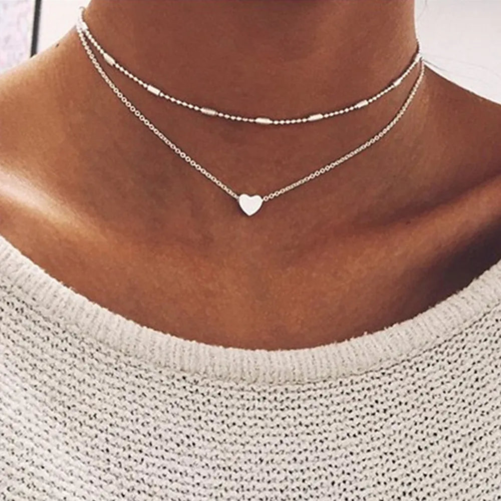 Silver  Heart Necklace | heart pendant  |   Heart Pendant Necklace  |  Heart Pendant Chain |  Slim Chain | Pendant Chain Necklace | Neck Chain |. Heart Choker Necklace   | Sterling Silver Heart Necklaces |  