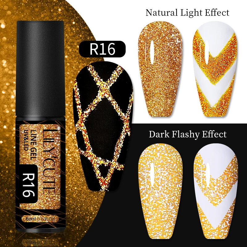 Liner Gel nail Polish | Metallic Painting Liner Gel | Super-Bright Metallic Liner |Gold Silver Mirror Gel Nail Polish |  liner art gel polish | Glitter Nail Art Gel Liner |  Diamond Painted Polish |  Gel Nail Polish |   Metallic Painting nail gel | Nail Polish | Nail Gel |  Liner Gel Nail Art | Striping Nail Gel