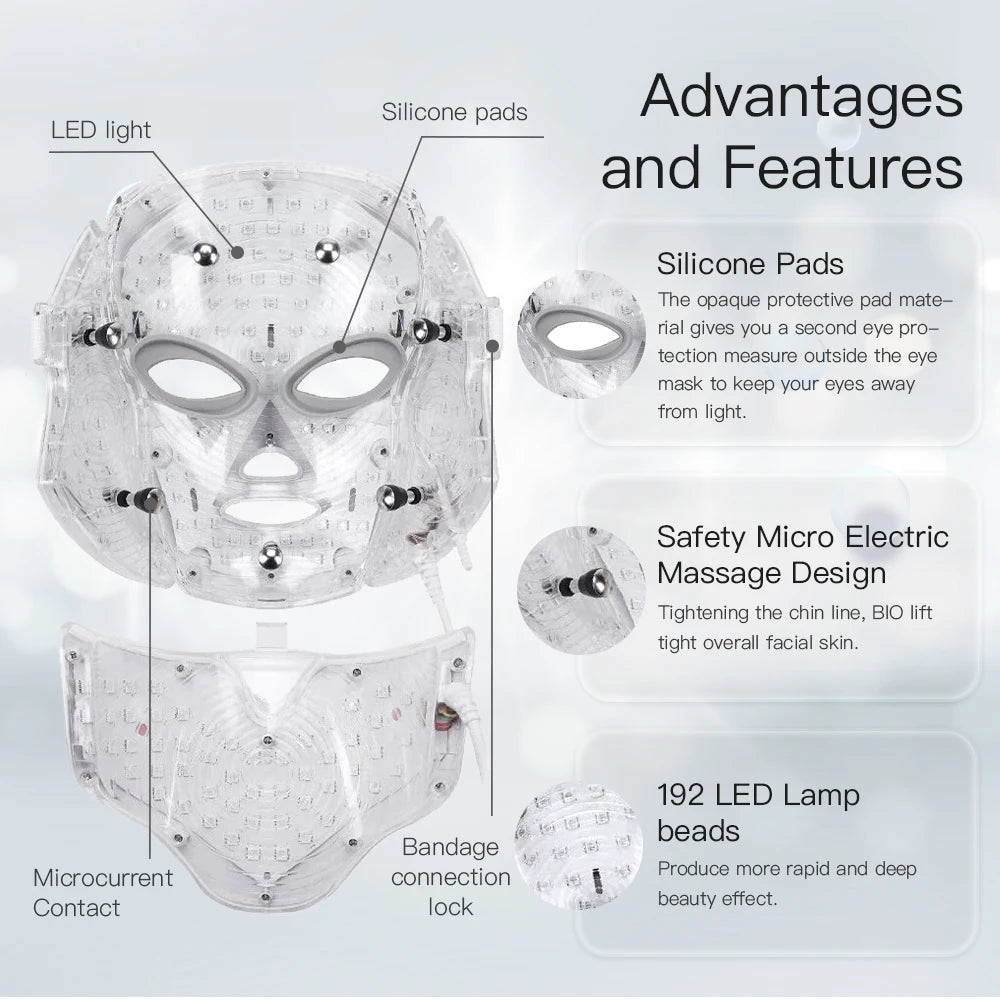  Infrared Beauty Mask, LED Light Therapy, Multifunctional Mask, Skin Rejuvenation, Anti-Aging, Acne Treatment, Skin Brightening, Skin Tone Evenness, Radiant Skin, Home Spa Treatment, Suitable for All Skin Types, Adjustable Straps, Hands-Free Operation, Gentle on Sensitive Skin