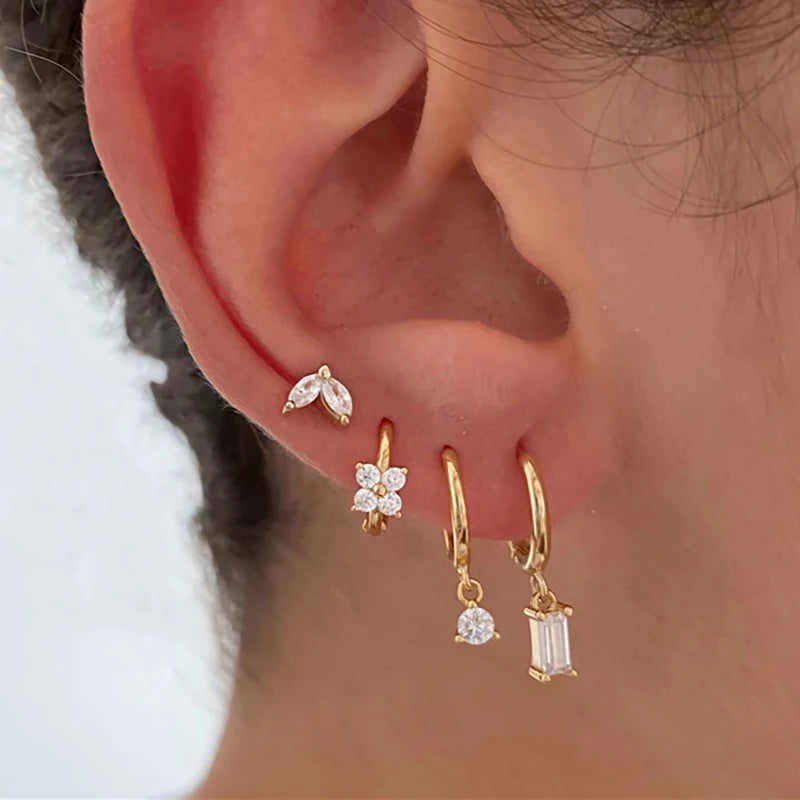 Huggies Hoop Earrings |  Stainless Steel Little earrings |Tiny Crystal Zirconia  Earrings |    Piercing Jewelry | tiny huggie hoop earrings   |  Small Hoop Earrings  |   Pandora earrings