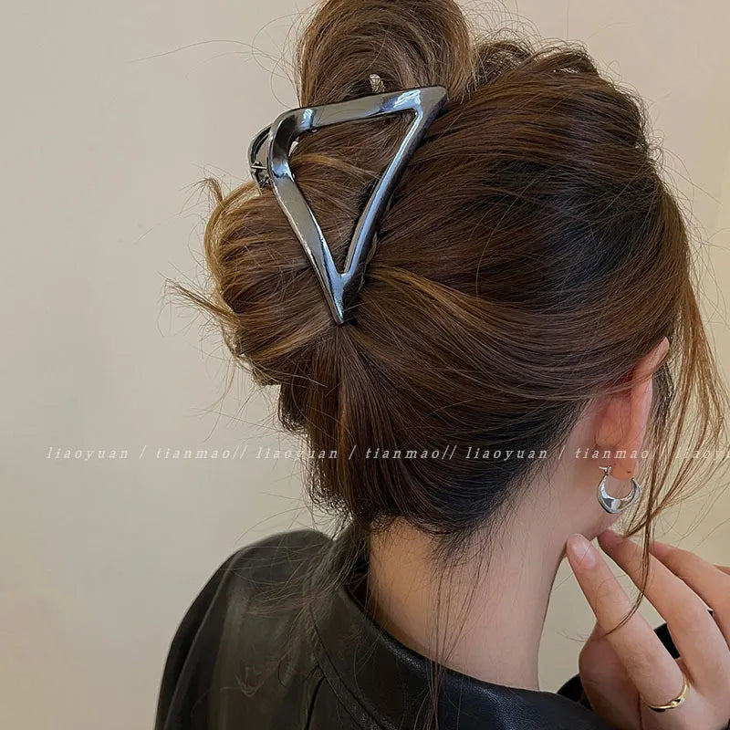 Metal Geometric Hair Claw | Ponytail Clip Hair Accessories | Hair Claw Crab Hairpins |  Triangular metal  hair claw |   Hair Claw Clip |   Claw Crab Hairpins | Metal Hair Claw Cross  |  Geometric Hair Clips |   Hair Clips  |   geometric metal hair claws |   