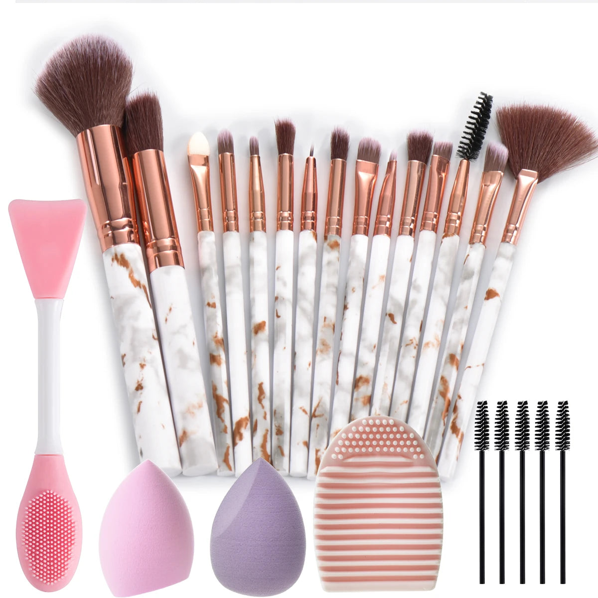 Makeup brush set | Makeup Brushes | Professional Makeup Brush Set | perfect makeup brush set |Pro Marble Makeup Brush Set | Complete Makeup Brushes Set | Makeup Brushes with  Sponges | High Quality Makeup Brushes |  Marble Makeup Brush Set | Essential makeup brushes | 15 pcs makeup brush set 